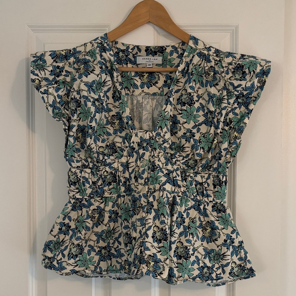 Derek Lam 10 Crosby floral flutter sleeve top